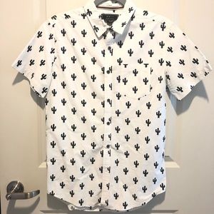 Cactus print button up short sleeve shirt.